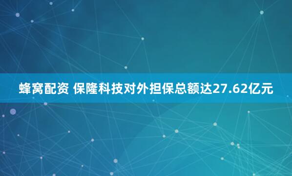 蜂窝配资 保隆科技对外担保总额达27.62亿元