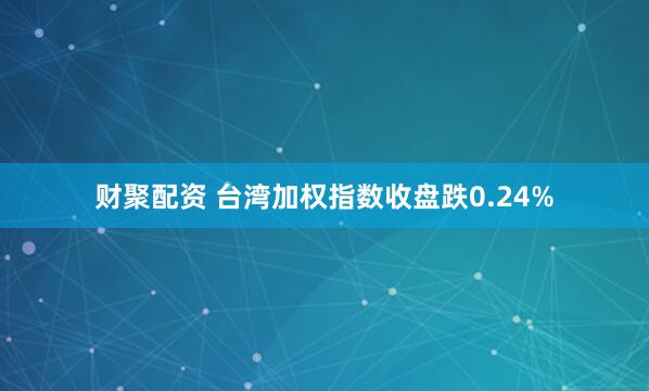 财聚配资 台湾加权指数收盘跌0.24%
